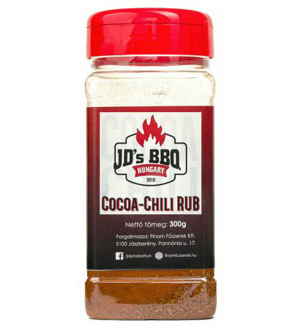 JD’S BBQ Hungary Cocoa-Chili Rub 300 g szóródobozban